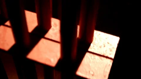 Jail Cell Bars Being Shut, CU High Angle HD Video Stock Footage 92043286