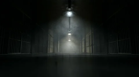 Jail cell corridor view walk Stock Footage 44116973