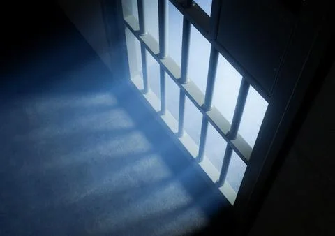 Jail Cell Door Closed Shadows Stock Illustration
