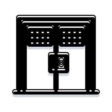 Jail cell door locking system icon Stock Illustration