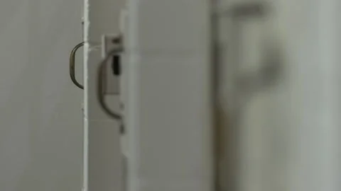 Jail Cell Handles Rack Focus 4K Stock Footage 145956668