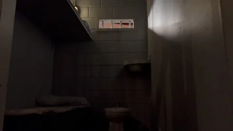 Jail cell moody floating camera Stock Footage 225175008