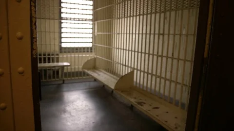 Jail cell in an old prison Stock Footage 77143546