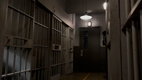 Jail hall prison dolly push moody cinamatic  Stock Footage 229516831