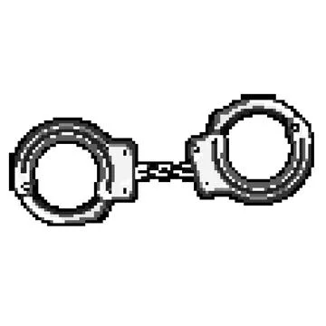 Jail handcuffs pixel art vector illustration Stock Illustration