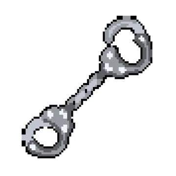 Jail handcuffs pixel art vector illustration Stock Illustration