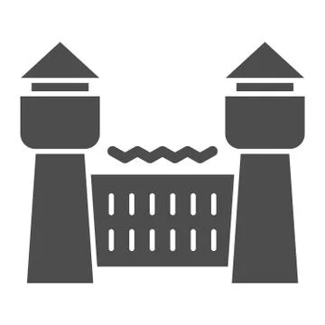 Jail house solid icon. Prison castle, penitentiary building. Jurisprudence Ilustración de archivo
