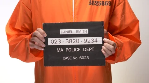 Jail Inmate Presenting Himself For His Mugshot Stock Footage 104732691
