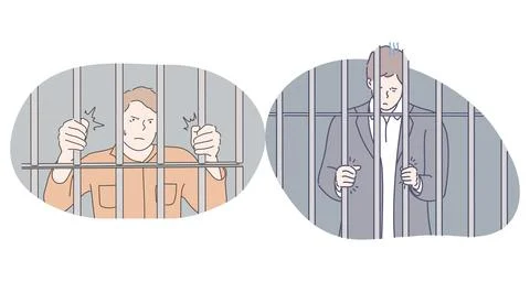 Jail, prison, cell, captivity, arrest, punishment, cage concept 库存插图