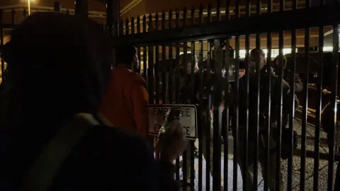 Jail Protest with Cops with Guns March 28th 2021 Oklahoma City Stock Footage 264180457