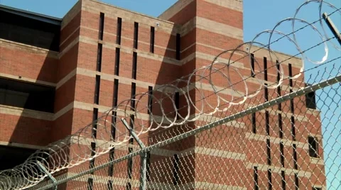 Jail with Razor Wire Stock Footage 50138559