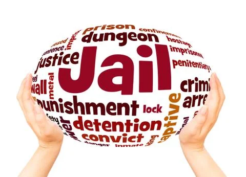 Jail word cloud hand sphere concept Stock Photos