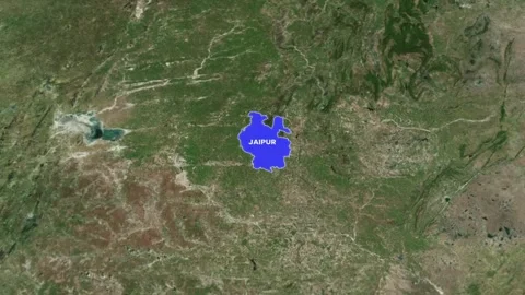 Jaipur City Map Highlight with Zoom Effect. India Geography Map Animation 4K Stock Footage 331412562