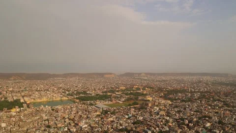 Jaipur cityscape evolving under a changing sky Stock Footage 314213907