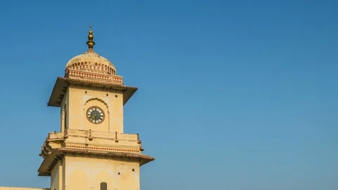 Jaipur clock tower 4k time lapse footage Stock Footage 90803555