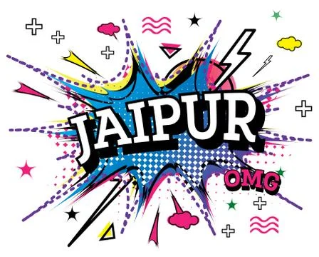 Jaipur Comic Text in Pop Art Style Isolated on White Background. Illustrazione stock