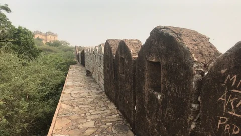 Jaipur, India - defensive structures on a high mountain part 9 Video stock 123851131