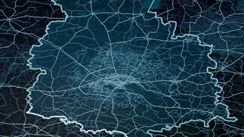 Jaipur India Glowing Digital Map Animation 4K Video stock 337305242