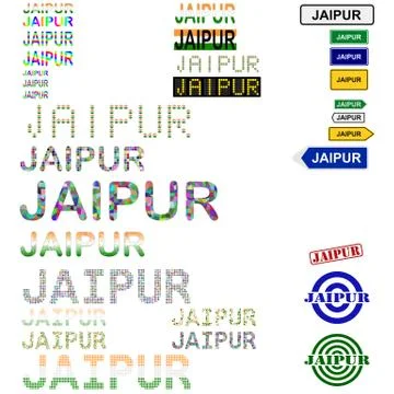 Jaipur text design set Ilustração Stock