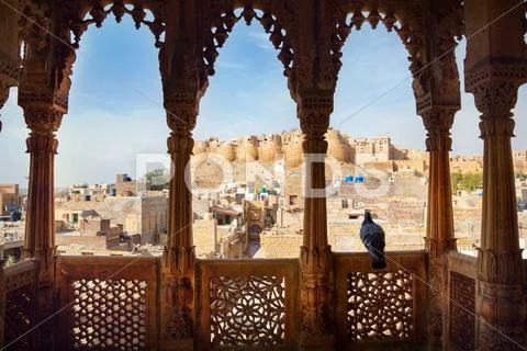 Jaisalmer fort view from Haveli Stock Photos