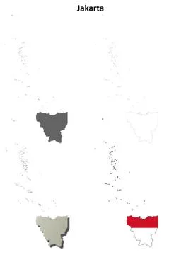 Jakarta blank outline map set Stock Illustration