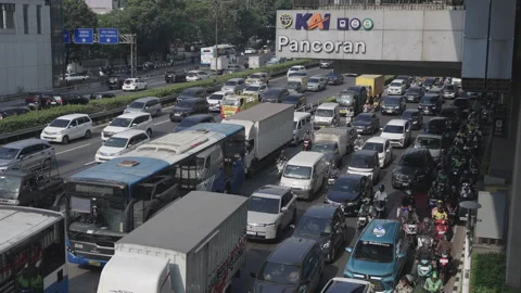 Jakarta Heavy Traffic Stock Footage 343566243