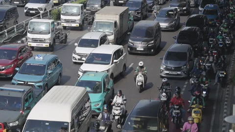 Jakarta Heavy Traffic Video stock 343566344