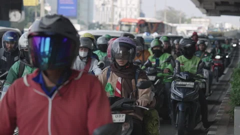 Jakarta Heavy Traffic Stock Footage 343568178