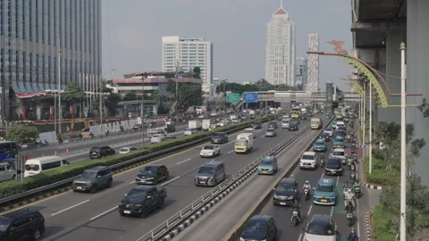 Jakarta Heavy Traffic Stock Footage 343568780
