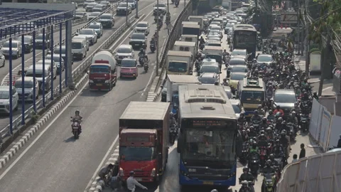 Jakarta Heavy Traffic Video stock 343569028