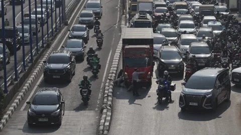 Jakarta Heavy Traffic Video stock 343569652