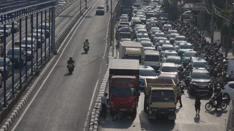 Jakarta Heavy Traffic Video stock 343570282