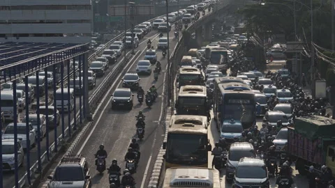 Jakarta Heavy Traffic 스톡 동영상 343570428