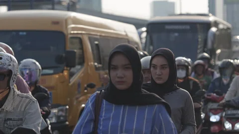 Jakarta Heavy Traffic Stock Footage 343570487