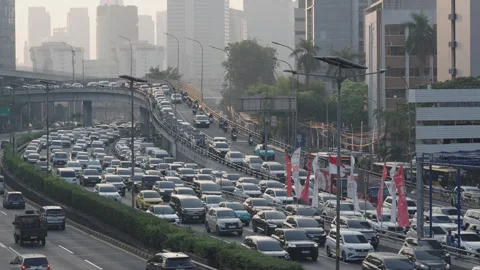 Jakarta Heavy Traffic Stock Footage 343941485