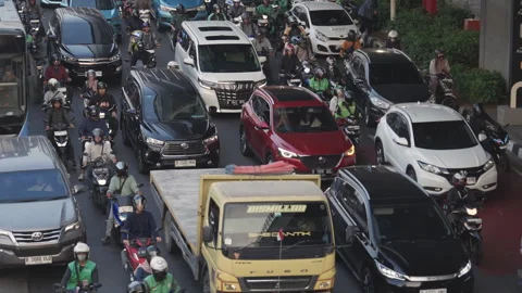 Jakarta Heavy Traffic Stock Footage 343941972