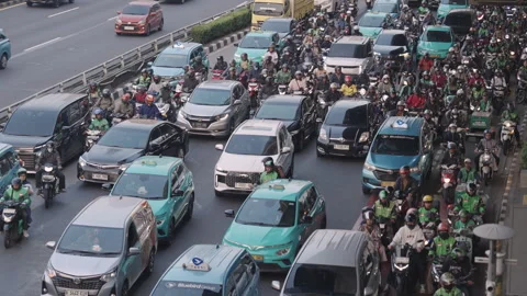 Jakarta Heavy Traffic 스톡 동영상 343942172