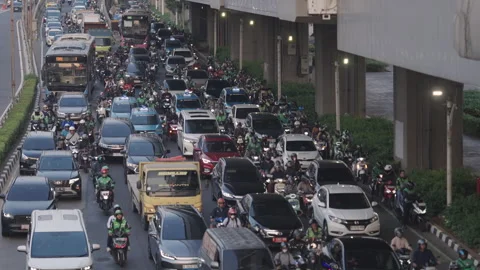 Jakarta Heavy Traffic Stock Footage 343942316