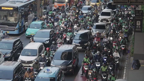Jakarta Heavy Traffic Stock Footage 343942819