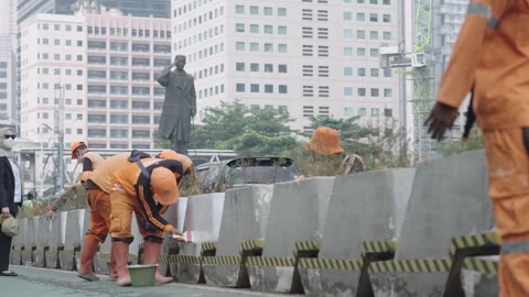 Jakarta Infrastructure Worker Stock Footage 343099960