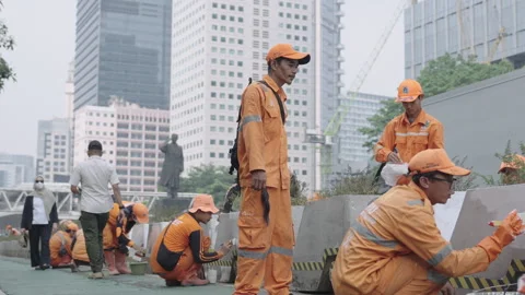 Jakarta Infrastructure Worker 스톡 동영상 343511705