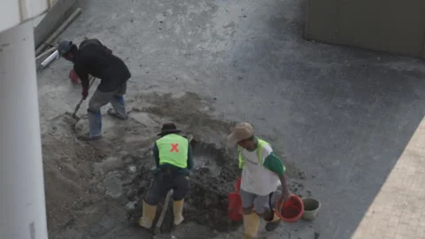 Jakarta Infrastructure Worker Video stock 343569454