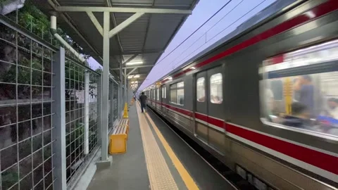 Jakarta KRL train at Train station, Jakarta, Indonesia Stock Footage 288106510