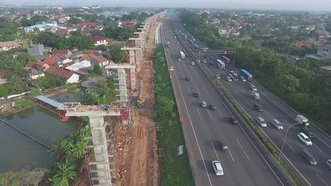 Jakarta LRT Piling Construction 스톡 동영상 76688754