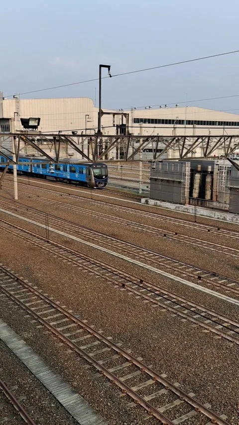 Jakarta MRT is passing through the Lebak Bulus Depot Stock Footage 282454277