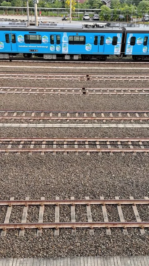 Jakarta MRT is passing through the Lebak Bulus Depot Stock Footage 282454314