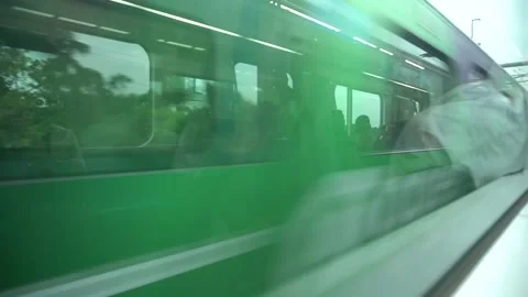 Jakarta MRT TRain crossed each other in the opposite direction Stock Footage 154672199