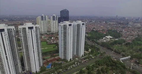 Jakarta Pan Down White Building Aerial Vídeos de archivo 69970682