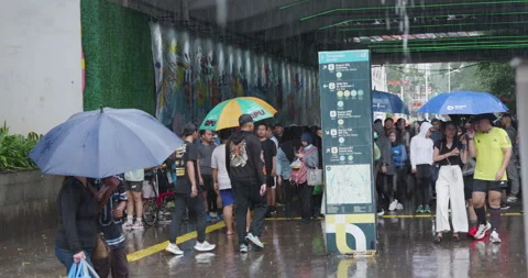 Jakarta Pedestrian In Rain Stock Footage 330719976
