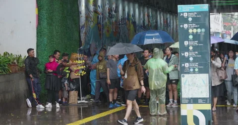 Jakarta Pedestrian In Rain Stock Footage 330719980